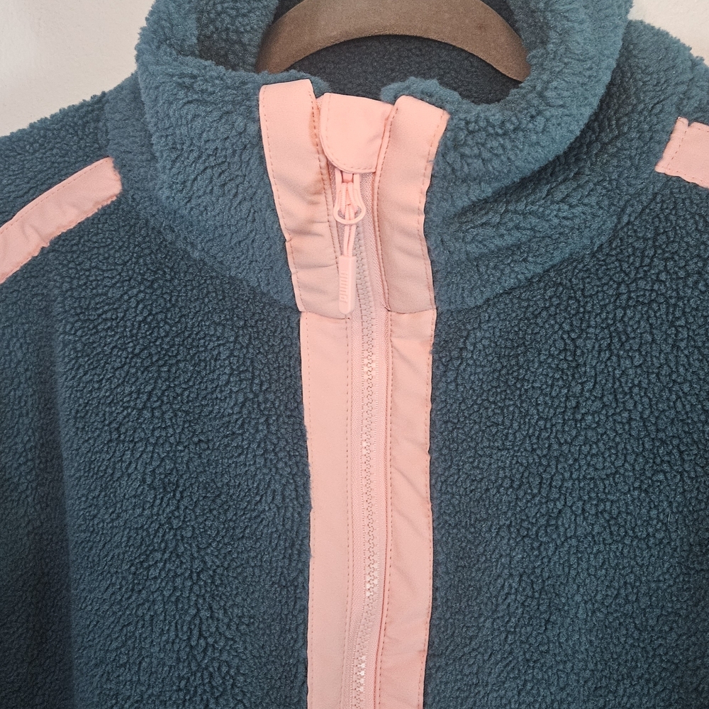 Puma Women's Teddy Jacket in Dark Teal and Light Pink - Picture 5 of 14